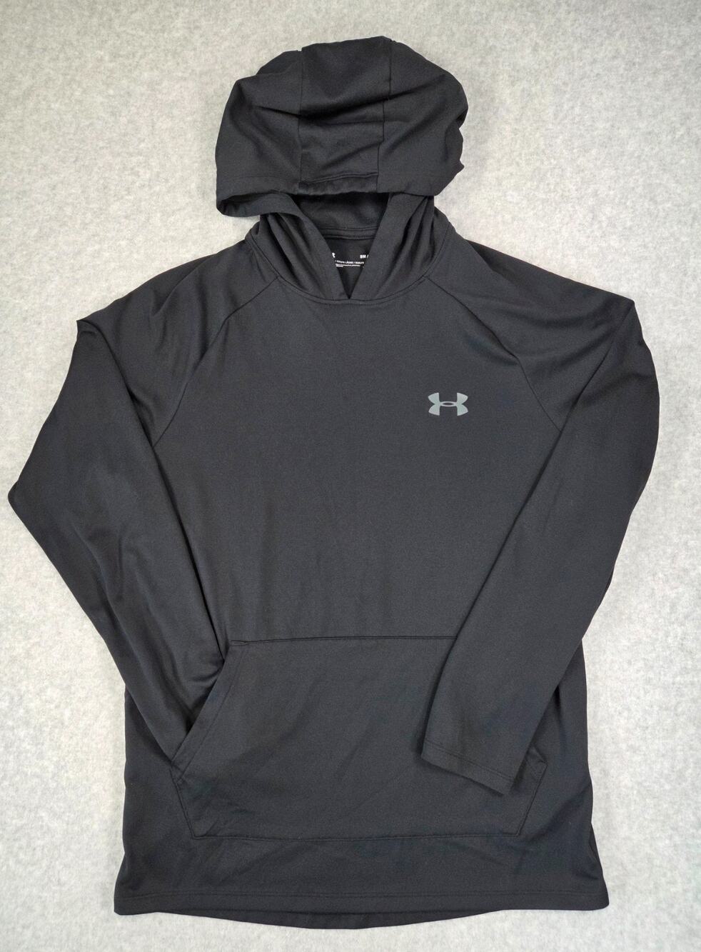 Under Armour HeatGear Tech Hoodie Mens Small S Black Pullover Sweatshirt cozy